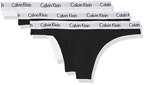 Calvin Klein 3Er-Pack Strings-Carousel Tanga, Negro (Black/White/Black Wzb), S 3 para Mujer