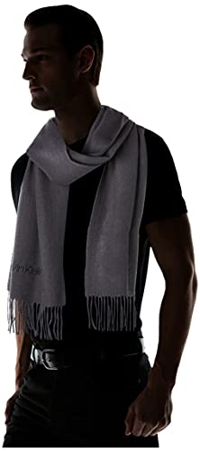 Calvin Klein Basic Wool Woven Scarf 35 x 180 cm, Bufanda Básica de Lana Tejida para Hombre, Gris (Charcoal), Talla Única