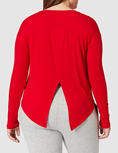 Calvin Klein L/S Curve Neck Camiseta de Pijama, Rustic Red, L para Mujer