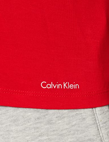 Calvin Klein L/S Curve Neck Camiseta de Pijama, Rustic Red, L para Mujer