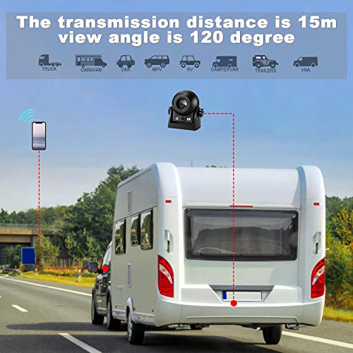 Cámara Vision Trasera para Coche Inalambrica, Uzone Magnética Cámara Trasera Coche WiFi IP67 Impermeable & Súper Visión Nocturna & Vista Gran Angular & Sísmica Prevención Polvo para Caravana Camión