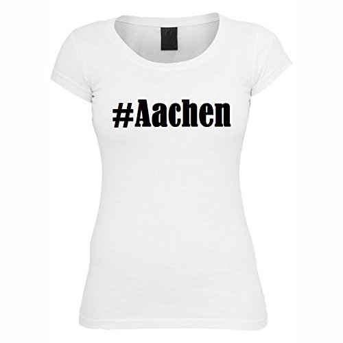 Camiseta #Aachen Hashtag con rombos para hombre, mujer y niños, en los colores blanco y negro Blanco XS