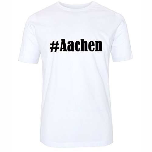 Camiseta #Aachen Hashtag con rombos para hombre, mujer y niños, en los colores blanco y negro Blanco XS