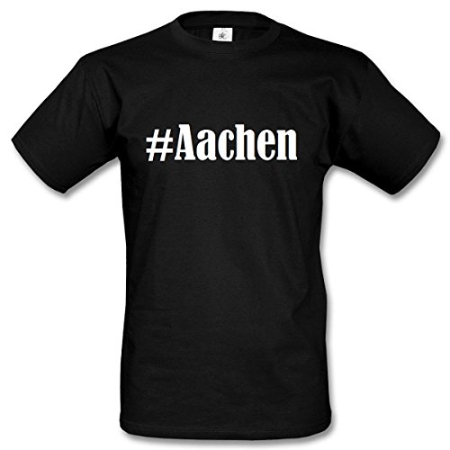 Camiseta #Aachen Hashtag con rombos para hombre, mujer y niños, en los colores blanco y negro Negro XXXXL