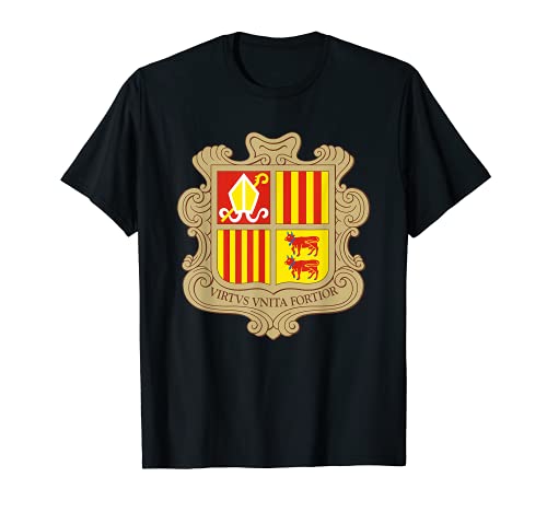 Camiseta Andorra Escudo de Armas Camiseta Bandera Andorra la Vella Camiseta