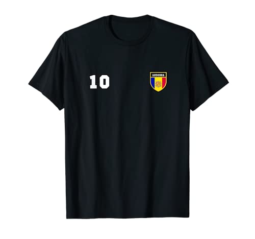 Camiseta Andorra Número 10 Camiseta de Fútbol Bandera Fútbol Andorrano Camiseta