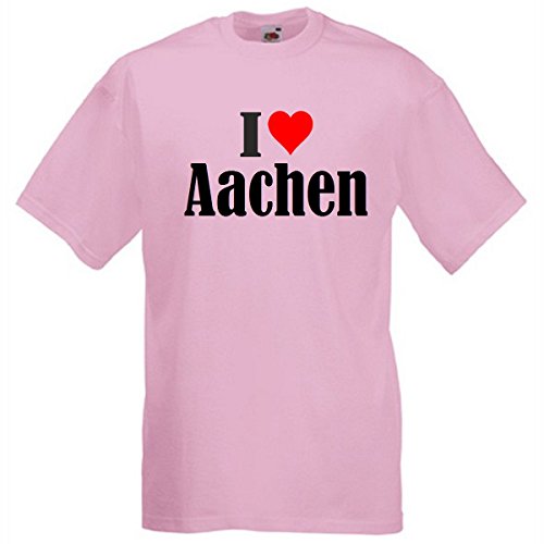 Camiseta con texto "I Love Aachen para mujer, hombre y niños en los colores negro, blanco y rosa. rosa XXL