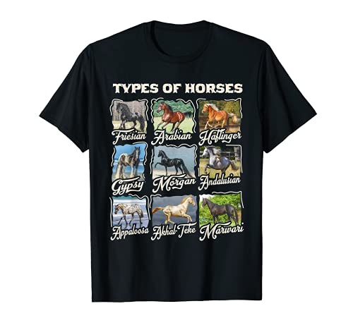 Camiseta de caballo Tipos de razas de caballos Cabalgata Camiseta