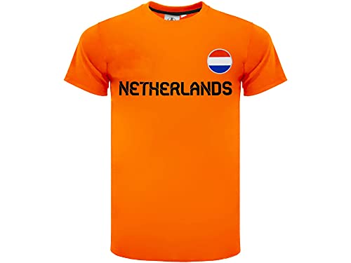 Camiseta de fútbol holandesa oficial 2020, modelo neutro, material 100% poliéster, unisex, tallas de niño y adulto, producto con licencia oficial del club. Color naranja/negro., naranja., 14 años