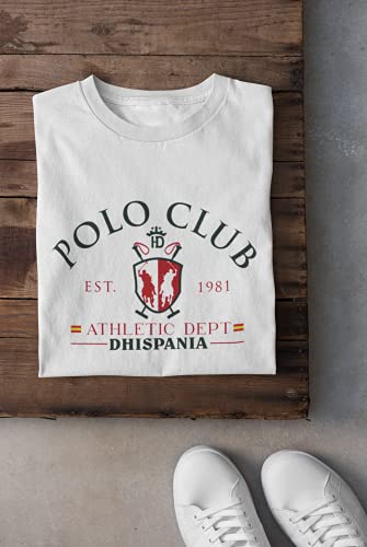 Camiseta de Hombre Manga Corta 100% algodón Modelo Polo Bandera de España (Blanco, M, m)
