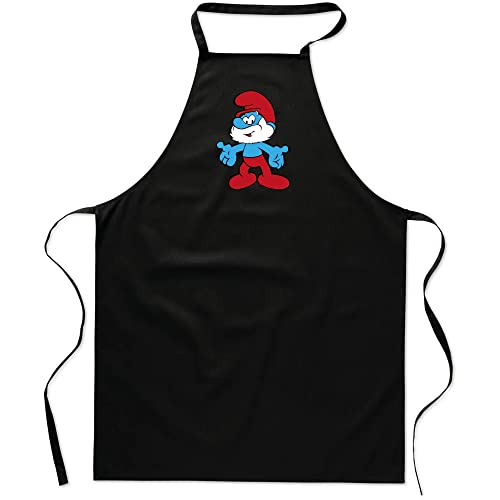 Camisetas EGB Delantal Papa Pitufo ochenteras 80´s Retro Comic (Negro, algodón)