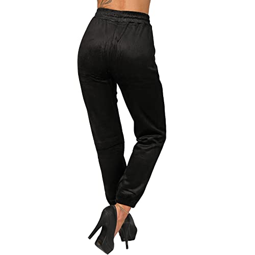 Candygirls PY097 - Pantalón térmico de pana para mujer, con forro interior, bolsillos y goma elástica, Negro , XL