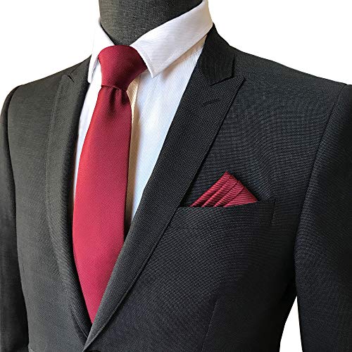 CANERON corbata extralarga burdeos para hombre 160 cm de largo con corbata con bolsillo cuadrado Gemelos Caja de regalo DLCLJH