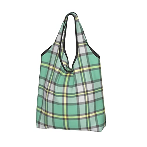 Cape Breton - Bolsa de compras reutilizable de tartán, bolso de hombro portátil, lavable, bolsa de comestibles, bolsas plegables para mujeres, viajes y uso diario