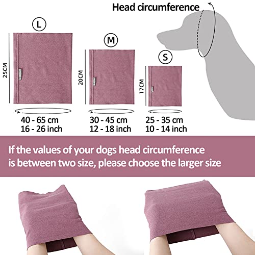Capucha para perro para aliviar la ansiedad y calmar, protector de orejas de mascotas para aseo y bañarse, mangas de reducción de ruido, color morado (mediano)