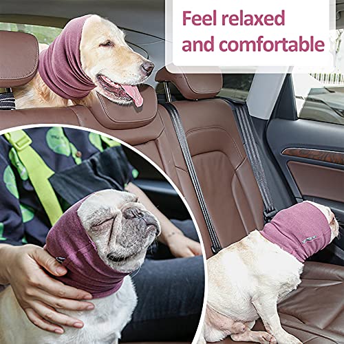 Capucha para perro para aliviar la ansiedad y calmar, protector de orejas de mascotas para aseo y bañarse, mangas de reducción de ruido, color morado (mediano)