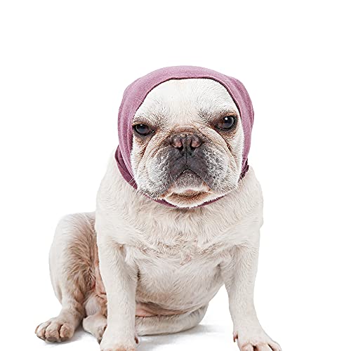 Capucha para perro para aliviar la ansiedad y calmar, protector de orejas de mascotas para aseo y bañarse, mangas de reducción de ruido, color morado (mediano)