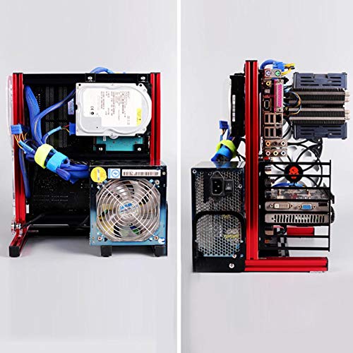 Carcasa para computadora, ATX/M-ATX/ITX Chasis abierto Overclocking vertical Marco de aluminio abierto Chasis para rack Chasis para juegos Caja para PC Caja de media torre(rojo)