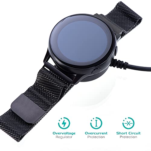 Cargador Compatible con Galaxy Watch 4/Watch 4 Classic /Galaxy Watch 3 41mm 45mm/ Galaxy Watch Active 2/ Galaxy Watch Active,Inducción Portátil USB Adaptador de Cable de Carga Cargador ，（Negro）