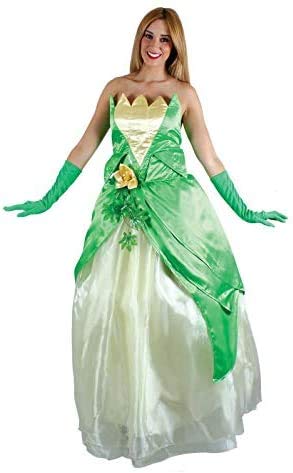 Carnavalife, Disfraz de Princesa Tiana, Vestido Verde Largo Mujer para Fiesta de Carnaval, Cumpleaños, Fiesta Temática. Talla L.