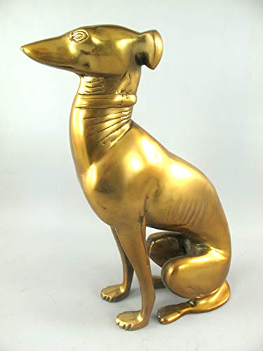 Casa Padrino Figura Decorativa Perro Galgo latón 37 x 11 x A. 53 cm - Figura Animal de Aluminio - Escultura Animal - Accesorios Decorativos