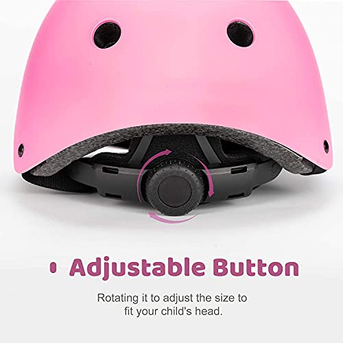 Casco de bicicleta para niños, casco clásico con rodilleras y coderas para multideporte, scooter, patinete, conducción, patinete, patinete, patinete, 3-13 años (rosa)