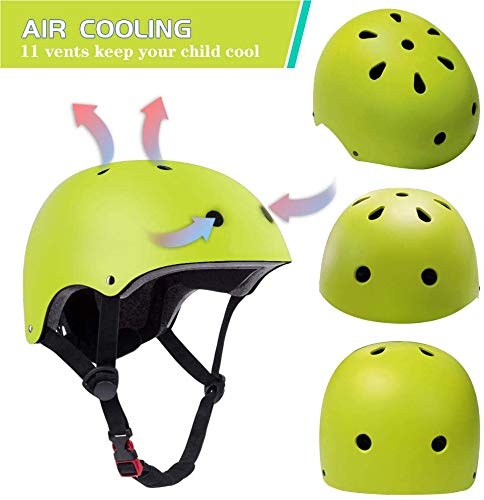 Casco de bicicleta para niños, casco clásico con rodilleras y coderas para multideporte, scooter, patinete, conducción, patinete, patinete, patinete, 3-13 años (amarillo)