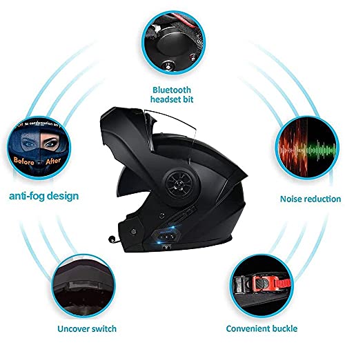 Casco De Moto Modular Bluetooth Integrado, ECE Homologado, con Doble Visera Cascos De Motocicleta, Transpirable Y Cómodo, para Adultos, Mujeres Y Hombres.