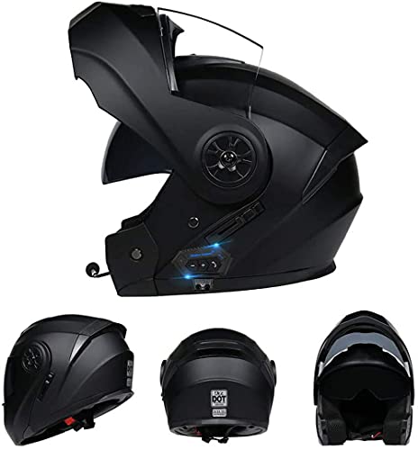 Casco De Moto Modular Bluetooth Integrado, ECE Homologado, con Doble Visera Cascos De Motocicleta, Transpirable Y Cómodo, para Adultos, Mujeres Y Hombres.