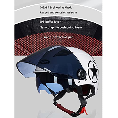 Casco de motocicleta casco abierto casco retro para adultos casco jet de verano ciclomotor cruiser para hombres y mujeres aprobado por ECE/DOT Bright red,A