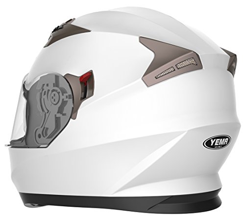 Casco Moto Integral ECE Homologado - YEMA YM-829 Casco de Moto Scooter para Mujer Hombre Adultos con Doble Visera -Blanco-L