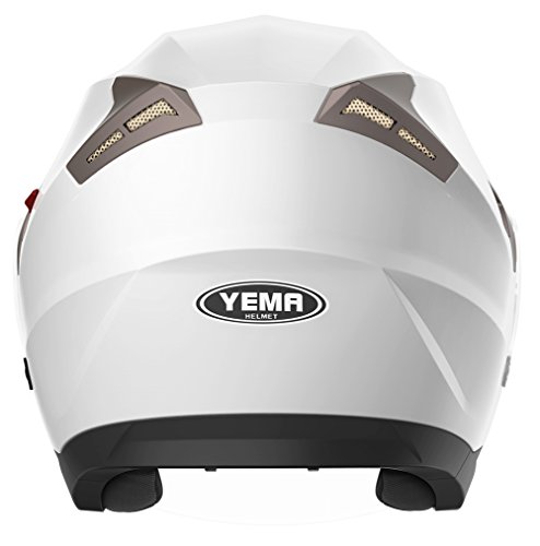 Casco Moto Jet ECE Homologado - YEMA YM-627 Casco Moto Abierto Custom Scooter para Mujer Hombre Adultos con Doble Visera-Blanco-XL