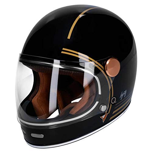 Casco NZI By City Roadster Gold Black Talla M - Casco Integral Vintage Clasico