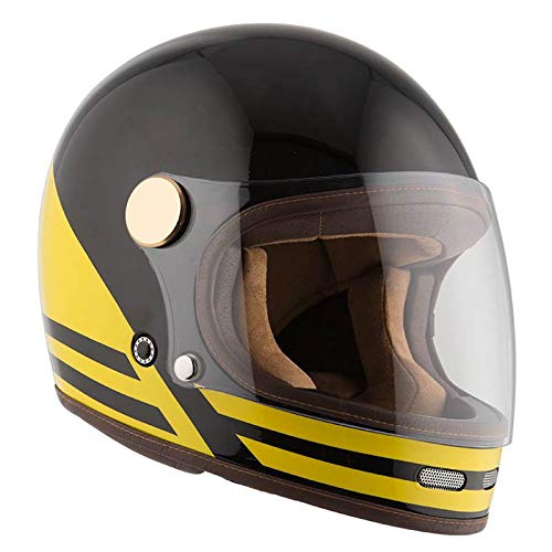 Casco NZI By City Roadster Negro-Amarillo Talla L - Casco Integral Vintage Clasico