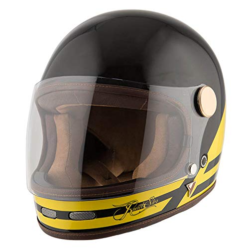 Casco NZI By City Roadster Negro-Amarillo Talla L - Casco Integral Vintage Clasico