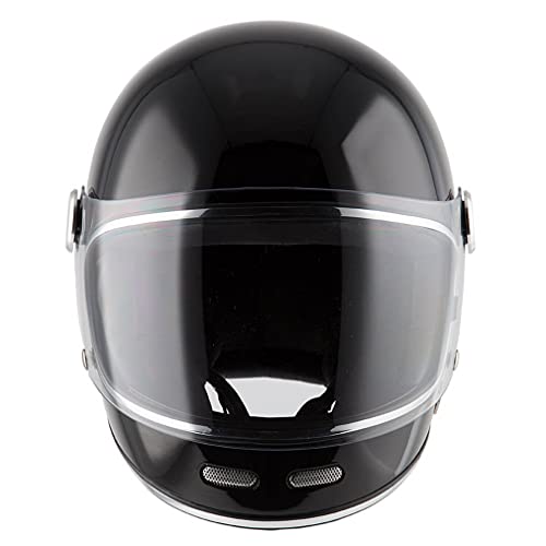 Casco NZI By City Roadster Negro Brillo - Casco de Moto Integral Vintage Clasico (L)