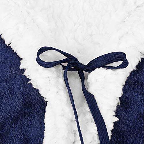 Catalonia Classy Poncho como manta, manta con capucha Sherpa Cosy de felpa, manta portátil para adultos, mujeres, hombres y niños, para casa o al aire libre, 125 x 200 cm, azul marino