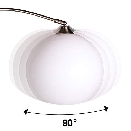 CCLIFE Lámpara curva de pie salon lampara sofa con interruptor de cable y pie,bombilla E27 de máximo 60w, Color:Blanco