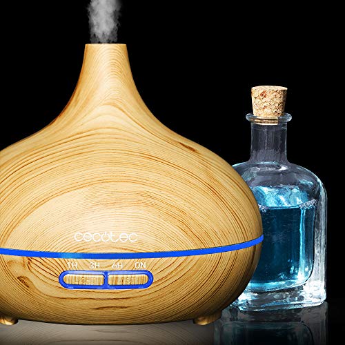 Cecotec Humidificador Ultrasónico Pure Aroma 300 Yang. Difusor de Aroma, Temporizador 10 Horas, 7 Colores Led, 300 ml, Función Aromaterapia, Ultra Silencioso