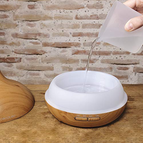 Cecotec Humidificador Ultrasónico Pure Aroma 300 Yang. Difusor de Aroma, Temporizador 10 Horas, 7 Colores Led, 300 ml, Función Aromaterapia, Ultra Silencioso