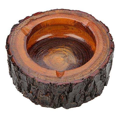 Cenicero de madera, cenicero de madera grande y pequeño, cenicero de cigarrillos hecho a mano único, cenicero redondo, cenicero decorativo de madera marrón para tabaco(11-12 cm)