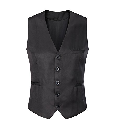 Chaleco de AYS, para hombre, entallado, liso, para traje, de estilo informal, tallas de M a 3XL Negro black#VE03 40