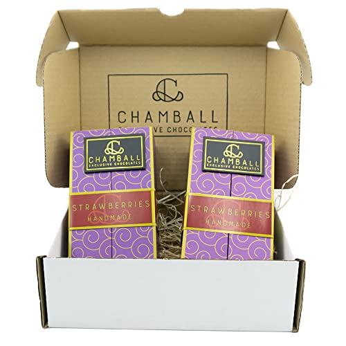 Chamball Strawberries · 2x Cajas Bombones de Fresas Liofilizadas bañadas en Chocolate Artesanal Belga Blanco · Exclusivo Bocado con Fresas seleccionadas · Perfecto para saborearlo