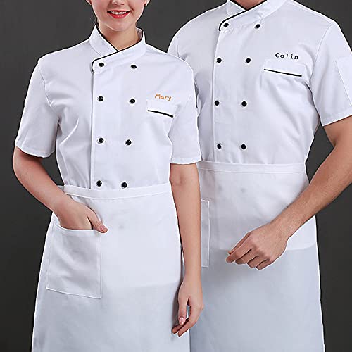 Chaqueta de Chef Personalizada Camisa de Manga Corta Chaqueta de Chef Bordada Cocina de Hotel Restaurante Uniforme de Trabajo Panadería Cocina Servicio de Alimentos Catering Camiseta
