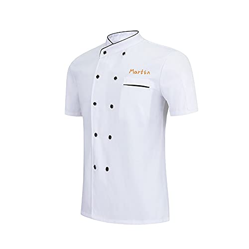 Chaqueta de Chef Personalizada Camisa de Manga Corta Chaqueta de Chef Bordada Cocina de Hotel Restaurante Uniforme de Trabajo Panadería Cocina Servicio de Alimentos Catering Camiseta