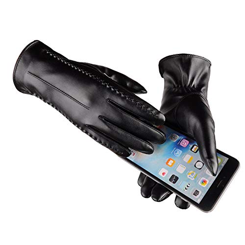 CHERISH Guantes de invierno para mujer de cuero con pantalla táctil de conducción caliente guantes de equitación al