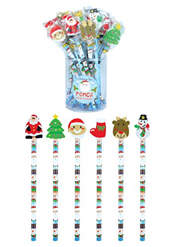 CHRISTMASSHOP 24 x Lápices Navidad con la Novedad Gomas Toppers - Comprar al por Mayor a Granel