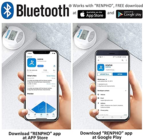 Cinta Métrica Inteligente con Aplicación: Cintas Métricas Bluetooth RENPHO para Medir el Cuerpo, Fitness, Retractable, Mide la Circunferencia de la Parte del Cuerpo, Pulgadas y CM