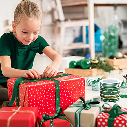 Cinta navideña para envolver regalos, rollo de cintas Navidad verde para manualidades de 10mm 27yardas, cintas y adornos de satén grosgrain para la elaboración Hacer arco Guirnalda Árbol Decoración