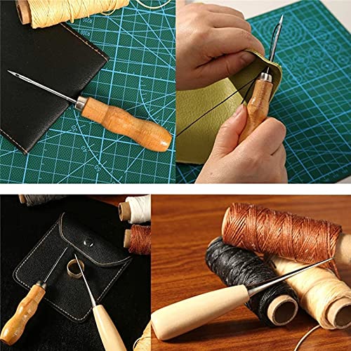 CJHZQYY 30 herramientas de costura para cuero, herramientas para principiantes, artesanía de cuero, kit de costura con hilo de cera, punzón y otros accesorios para trabajar el cuero